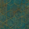 Vliestapete Grafik Marmor Grün Gold Metallic WL2501