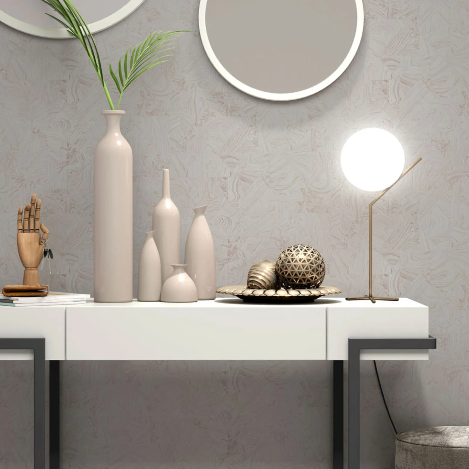 Vliestapete Grafik Marmor Grau Rosegold Metallic 10358-48