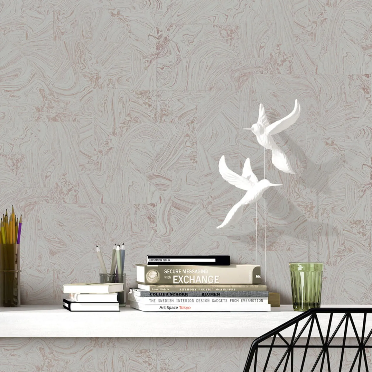 Vliestapete Grafik Marmor Grau Rosegold Metallic 10358-48
