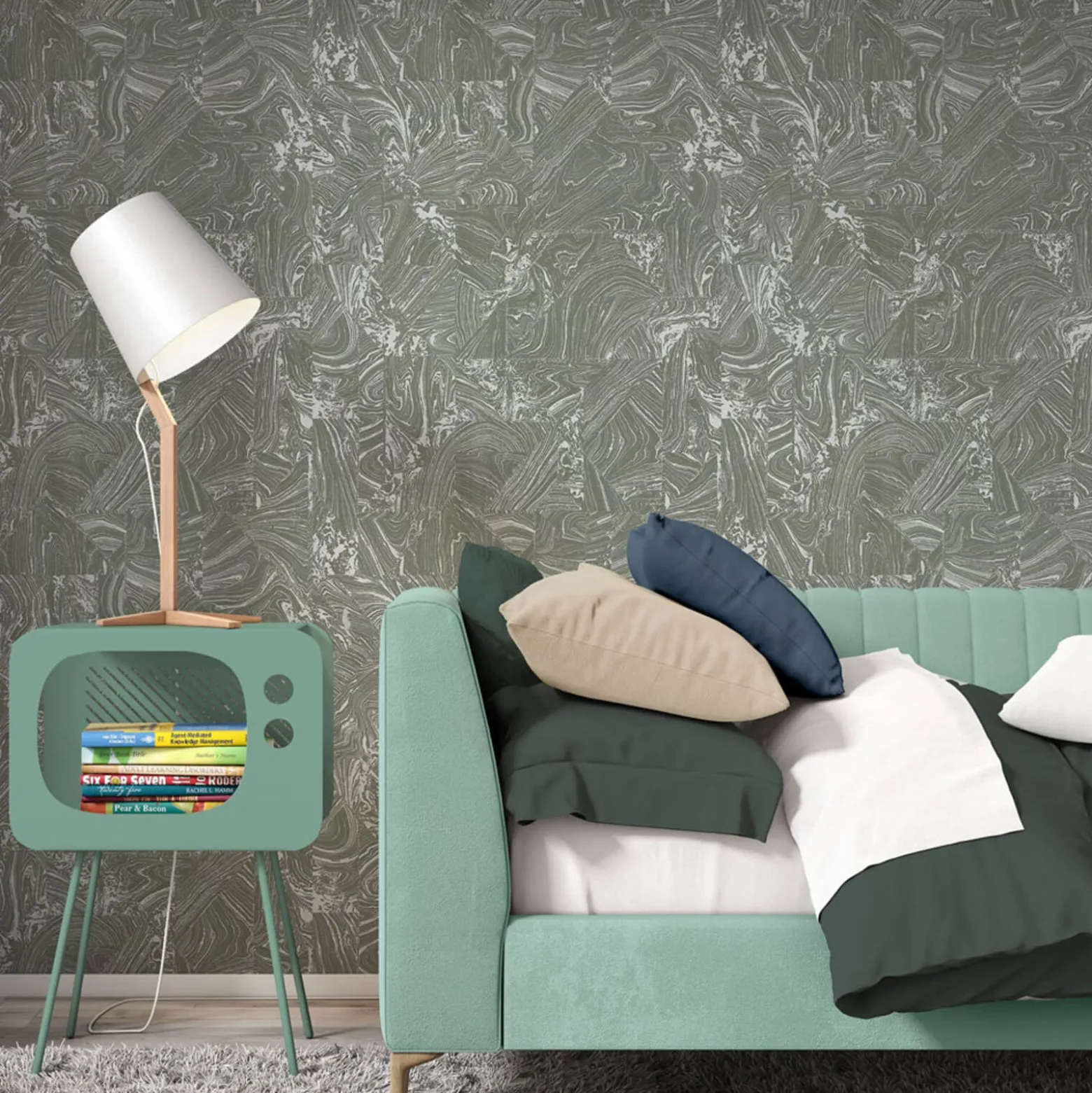 Vliestapete Grafik Marmor Grau Silber Metallic 10358-15