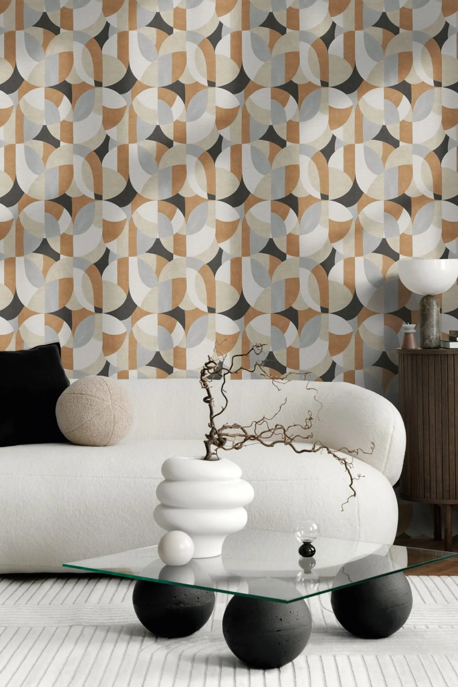 Vliestapete Grafik Motiv Beige Grau Braun 39932-1