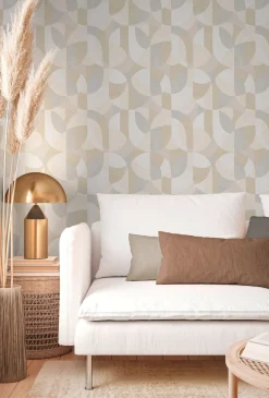 Vliestapete Grafik Motiv Creme Beige Grau 39932-4