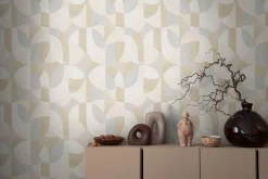Vliestapete Grafik Motiv Creme Beige Grau 39932-4