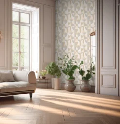 Vliestapete Grafik Motiv Creme Beige Grau 39932-4