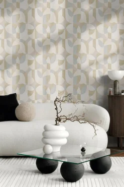 Vliestapete Grafik Motiv Creme Beige Grau 39932-4