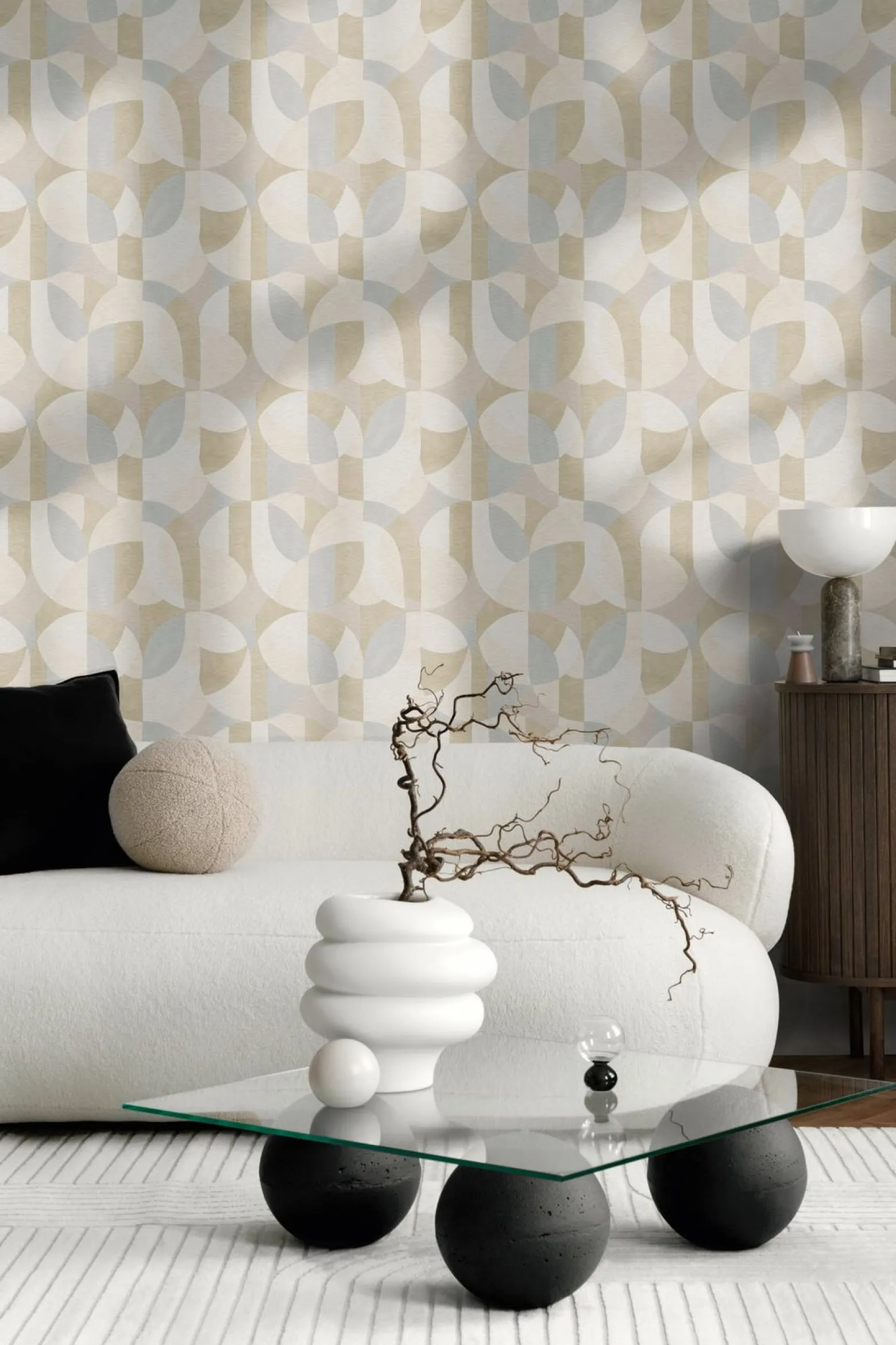 Vliestapete Grafik Motiv Creme Beige Grau 39932-4