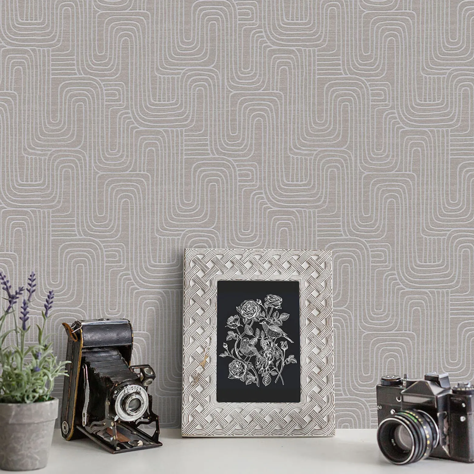 Vliestapete Grafik Muster Braun Grau Metallic 10461-11