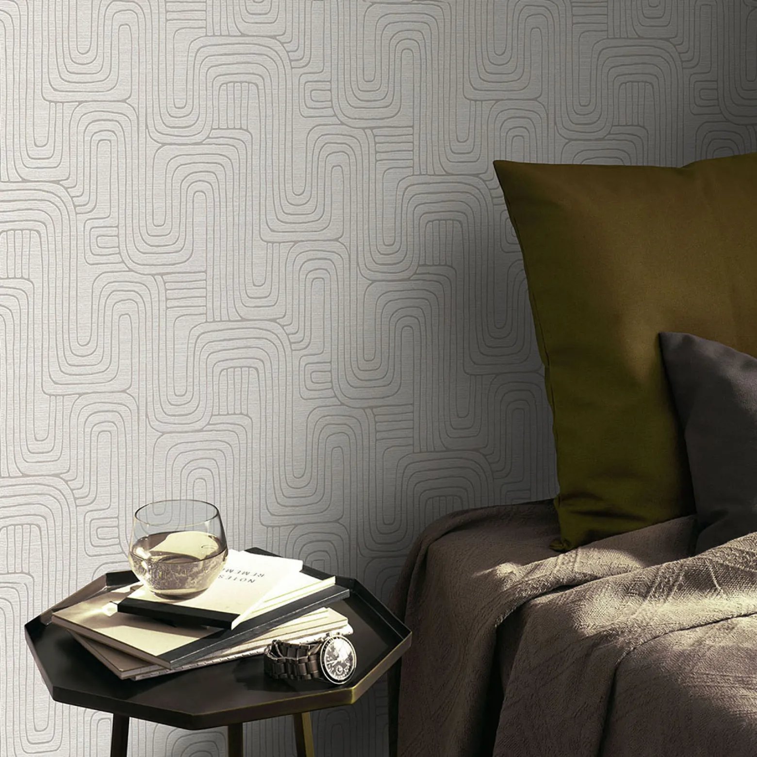 Vliestapete Grafik Muster Creme Beige Metallic 10461-02