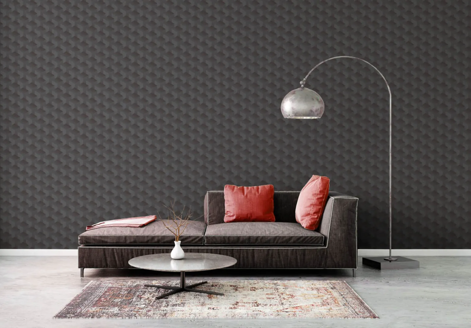 Vliestapete Grafik Muster 3D-Optik Anthrazit 38963-3