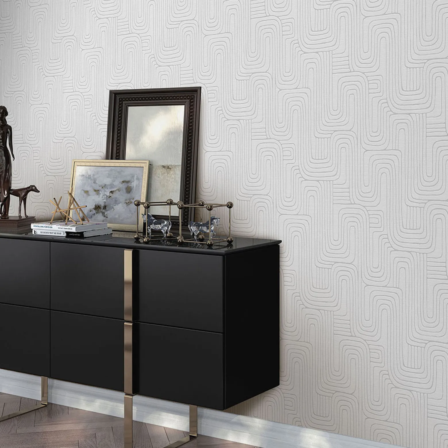 Vliestapete Grafik Muster Grau Silber Metallic 10461-31