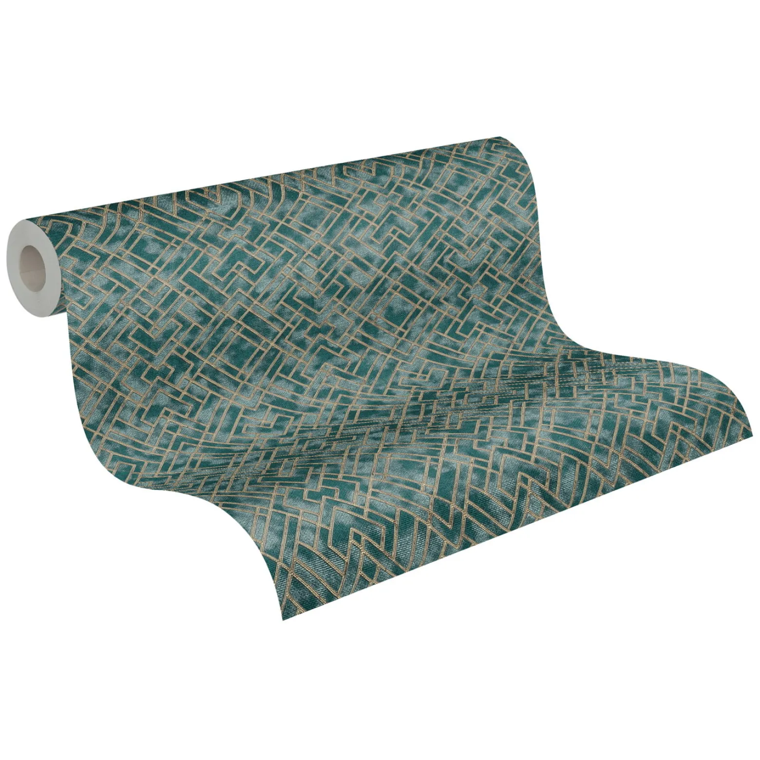 Vliestapete Grafik Muster Metallic Petrol Gold 38828-5