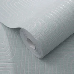 Vliestapete Grafik Muster Türkis Silber Metallic 10461-35