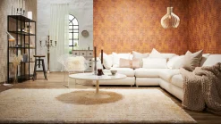 Vliestapete Grafik orange kupfer Glanz 37424-3