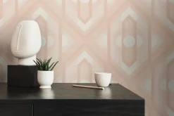 Vliestapete Grafik Rauten Beige Rosa Weiß 39531-5