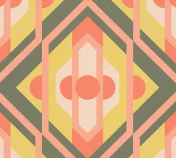 Vliestapete Grafik Rauten Gelb Rosa Grün 39531-3