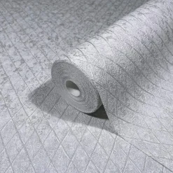 Vliestapete Grafik Rauten Hellgrau Silber Metallic 35536
