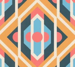 Vliestapete Grafik Rauten Orange Blau 39531-4