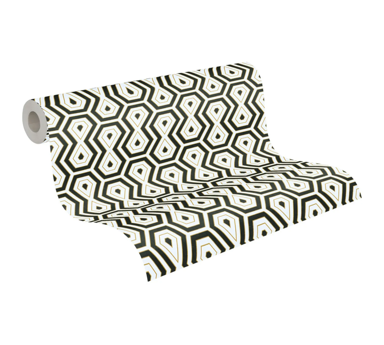 Vliestapete Grafik Retro weiß schwarz gold 37707-5
