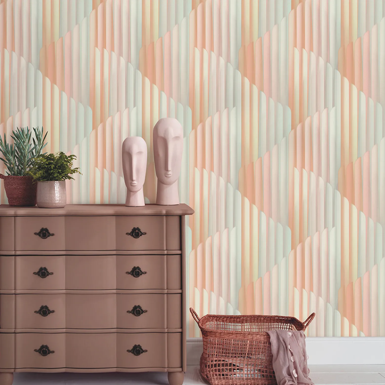 Vliestapete Grafik Streifen Rosa Türkis Metallic 10471-05