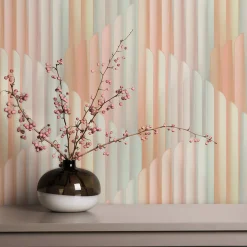 Vliestapete Grafik Streifen Rosa Türkis Metallic 10471-05