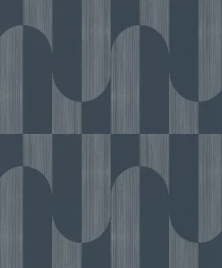 Vliestapete Grafik Streifen Blau Silber Metallic A55703