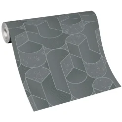 Vliestapete Grafik Struktur Grau Silber Metallic 10384-47