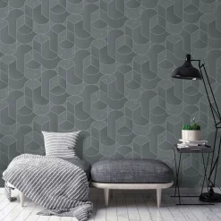 Vliestapete Grafik Struktur Grau Silber Metallic 10384-47