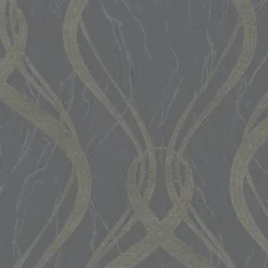 Vliestapete Grafik Wellen anthrazit Metallic Marburg 58231