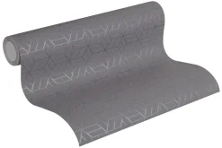 Vliestapete Grafik Würfel taupe silber Glitzer 36920-2