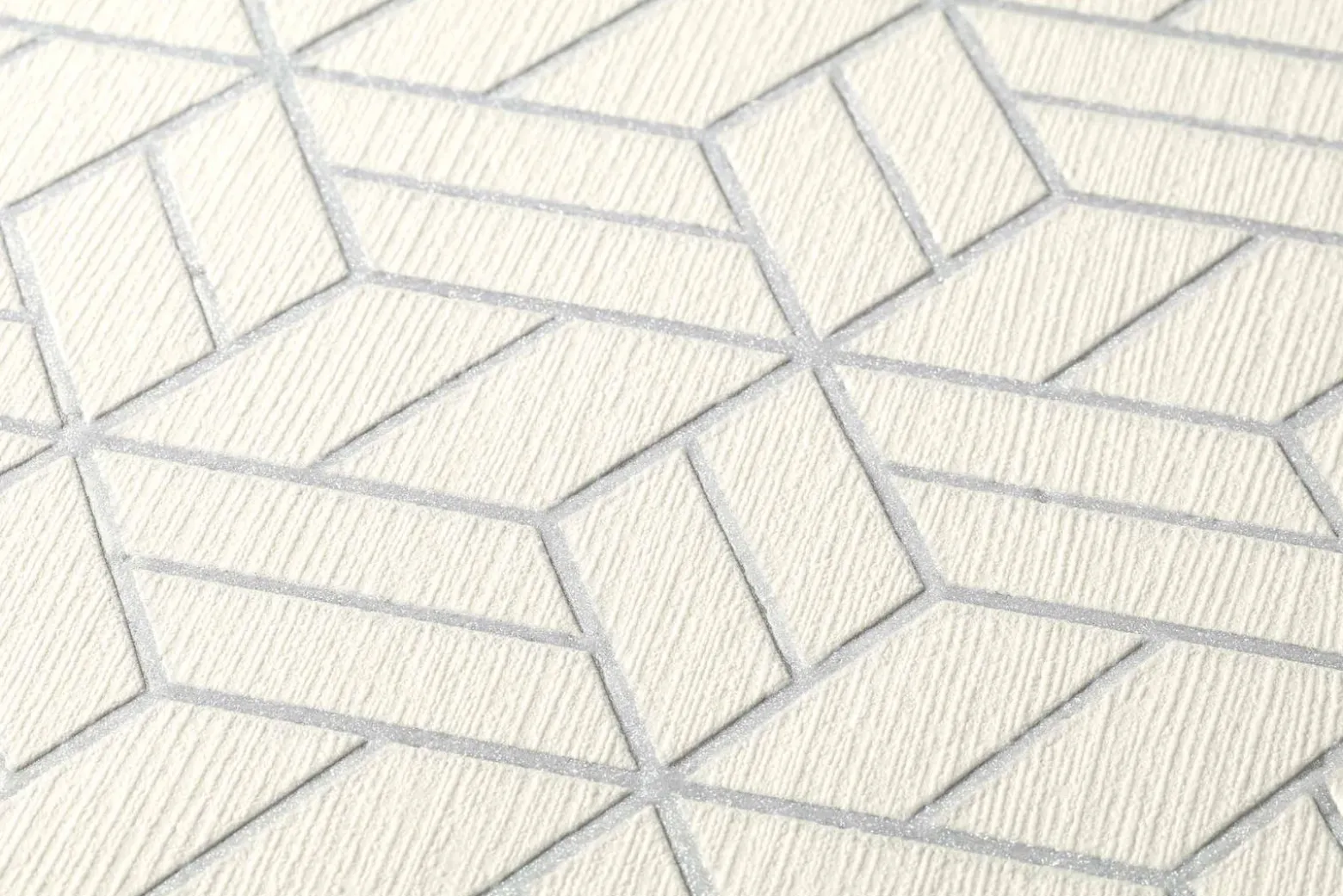 Vliestapete Grafik Würfel weiß silber Glitzer 36920-3