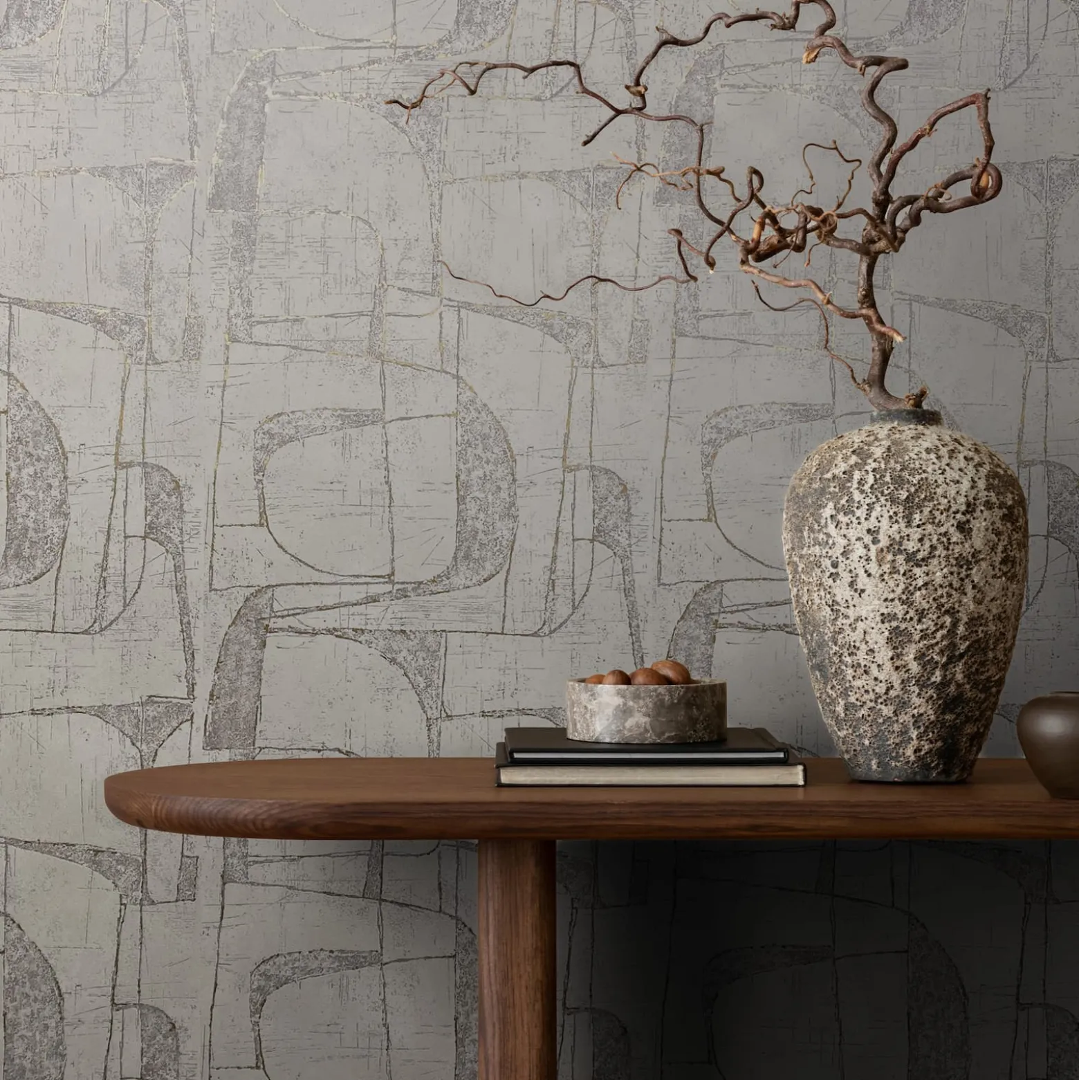 Vliestapete Grafisch Beige Grau Gold Metallic 82453