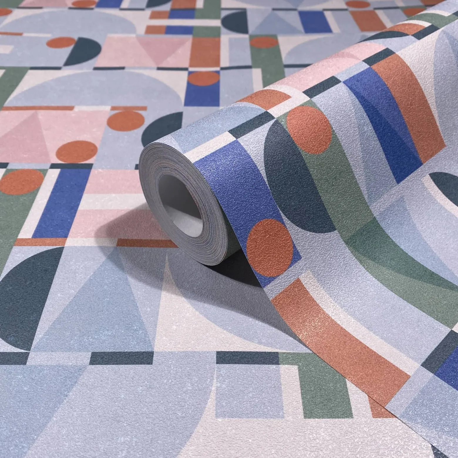 Vliestapete Grafisch Betonoptik Blau Grün Orange 81647