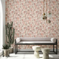 Vliestapete Grafisch Betonoptik Beige Rot Grau 81644