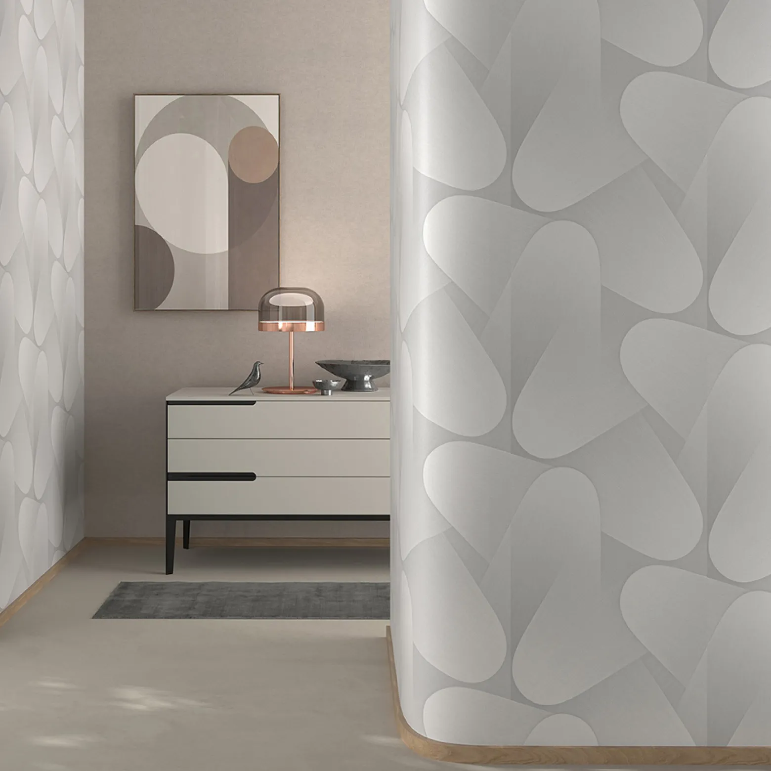 Vliestapete Grafisch 3D-Effekt Weiß grau Metallic 10423-31