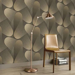 Vliestapete Grafisch 3D-Effekt Grau Gold Metallic 10423-15