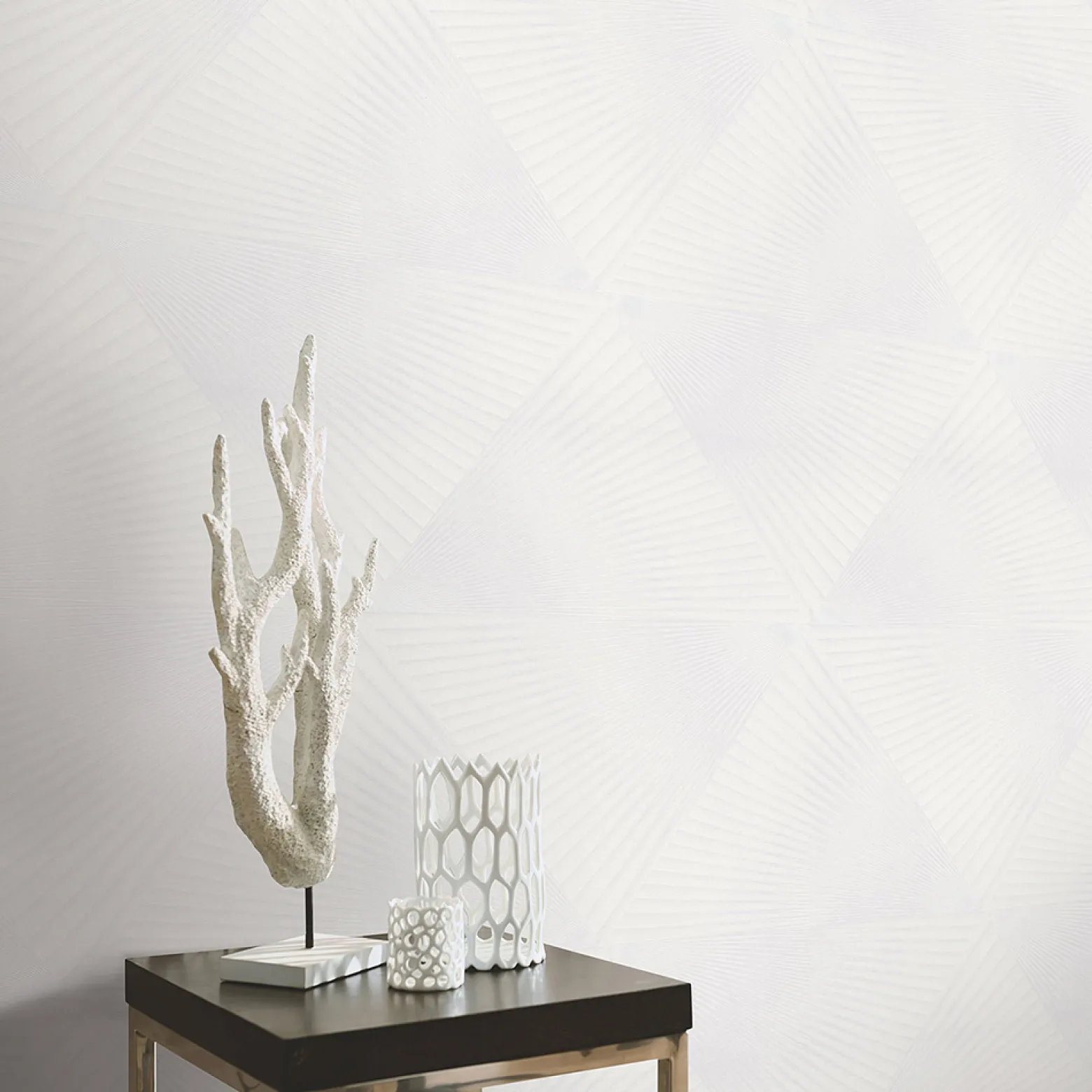 Vliestapete Grafisch 3D-Optik Weiß Creme Metallic 10404-01