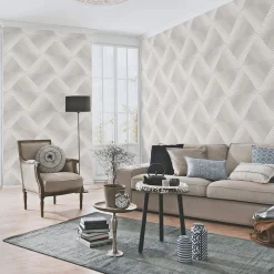 Vliestapete Grafisch 3D-Optik Taupe Creme Metallic 10404-37