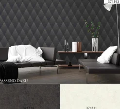Vliestapete grafische Rauten schwarz gold 37419-3