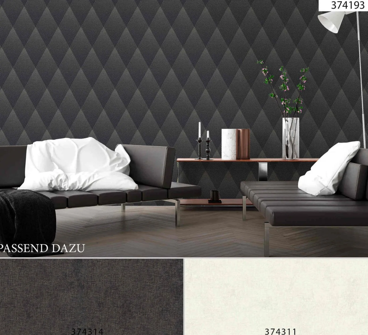 Vliestapete grafische Rauten schwarz gold 37419-3