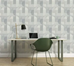 Vliestapete Grafisch Halbkreise grau Geo Nordic 37531-5