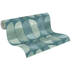 Vliestapete Grafisch Halbkreise grün blau 37531-3