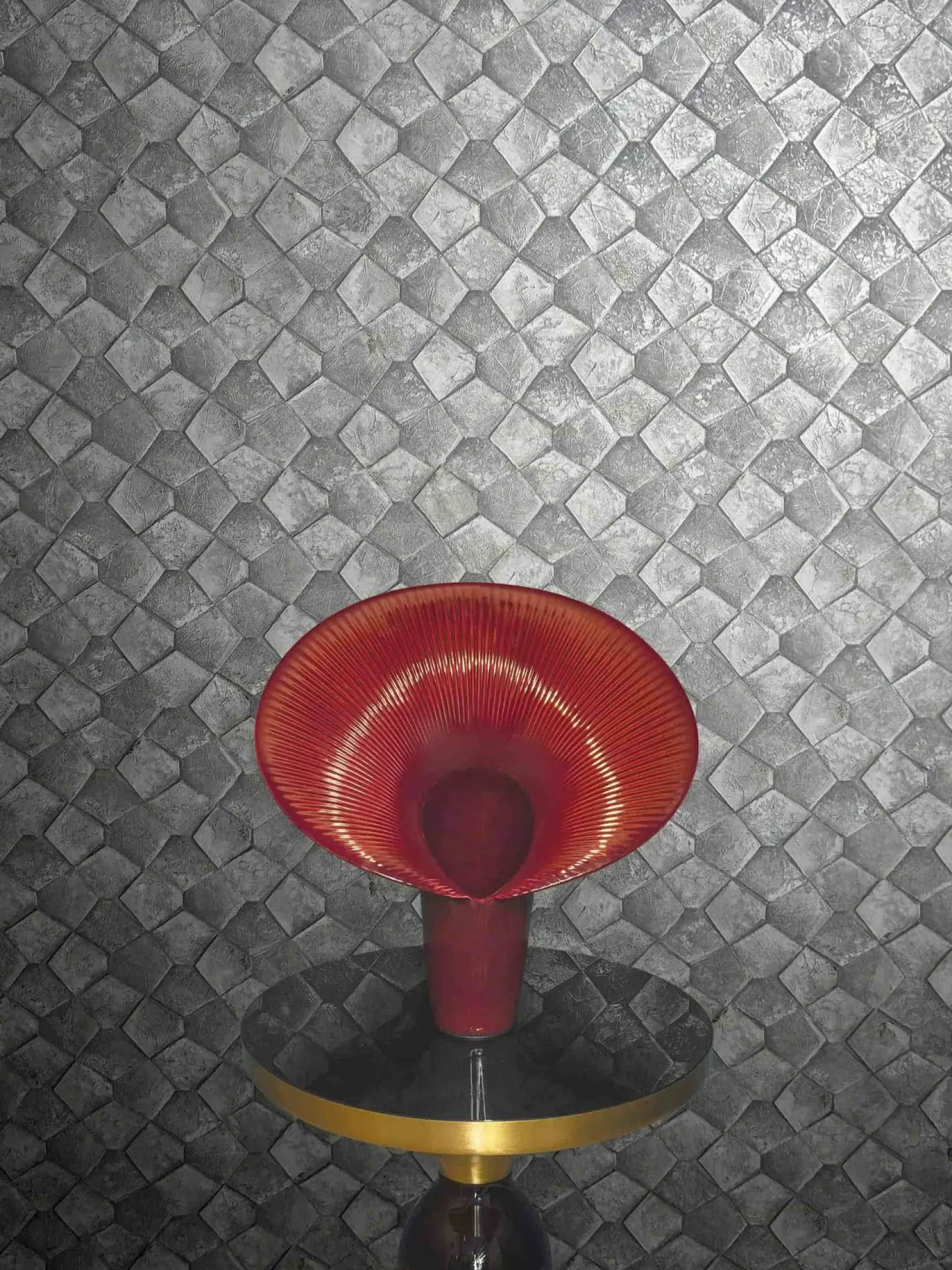 Vliestapete Grafisch Mosaik Grau Gold Metallic 86528