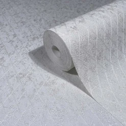 Vliestapete Grafisch Rauten Weiß Perlmutt Glanz 35537
