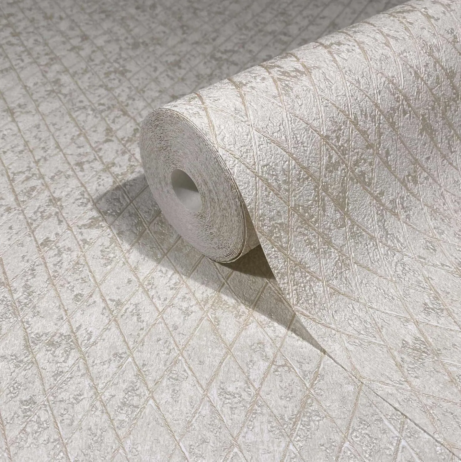Vliestapete Grafisch Rauten Creme Beige Glanz 35535