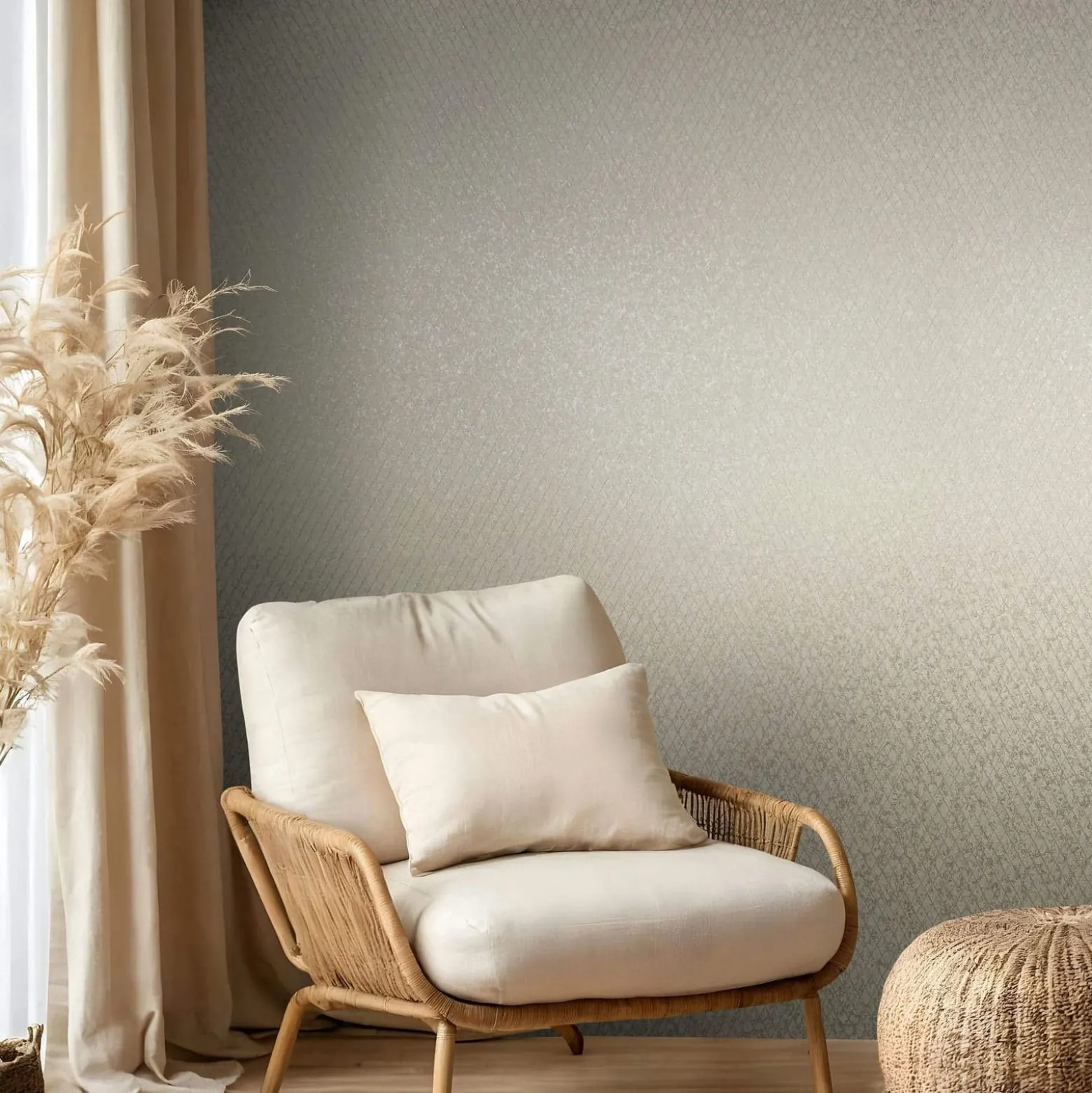 Vliestapete Grafisch Rauten Creme Beige Glanz 35535