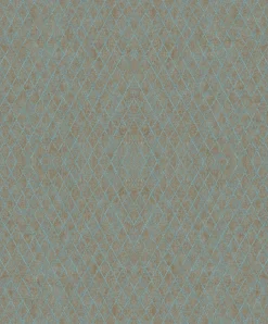 Vliestapete Grafisch Rauten Braun Blau Metallic 35539