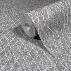 Vliestapete Grafisch Rauten Grau Creme Metallic 35538