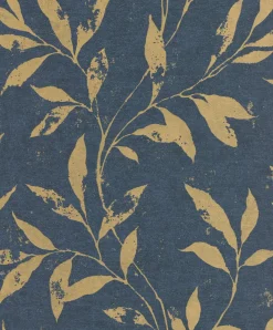 Vliestapete Grandeco Blau Blattmuster A48302 Phoenix