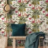 Vliestapete Grandeco Blätter Blumen creme grün JF2001