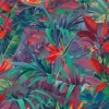 Vliestapete Grandeco Blätter Blumen rot grün lila JF2301